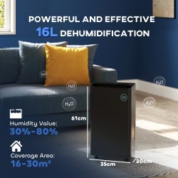 HOMCOM 16L/Tag Luftentfeuchter | Luftreiniger, UVC, Ionisator