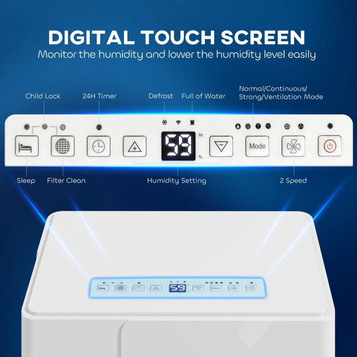 HOMCOM 30L/Day Dehumidifier | Laundry Drying, 40–80m² — White