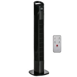HOMCOM 31" Freestanding Tower Fan, 3 Speed 3 Mode, 7.5H Timer, Oscillating, LED Panel, Remote Control, 31 Inch Standing Fan, Bla