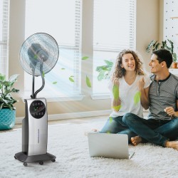HOMCOM 16 Zoll-Standventilator mit Wassernebelfunktion - Schwarz