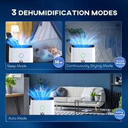 HOMCOM 20L/Deumidificatore da giorno | Schermo LED, Sonno, Timer