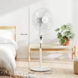HOMCOM 124cm Ventilatore a colonna con modalità sonno, ventilatore oscillante da pavimento con 3 modalità, telecomando, altezza 
