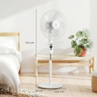 HOMCOM 124cm Gulvvifte med Søvnmodus, Oscillerende Ståvifte med 3 Moduser, Fjernkontroll, Justerbar Høyde, Hvit
