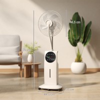 HOMCOM 135cm Standventilator mit Wassersprühnebel, Luftbefeuchter, Sprühnebelventilator, Weiß