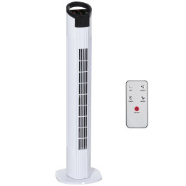 HOMCOM 31" Freestanding Tower Fan, 3 Speed 3 Mode, 7.5H Timer, Oscillating, LED Panel, Remote Control, 31 Inch Standing Fan, Whi