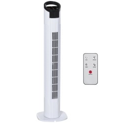 HOMCOM 31" Freestanding Tower Fan, 3 Speed 3 Mode, 7.5H Timer, Oscillating, LED Panel, Remote Control, 31 Inch Standing Fan, Whi