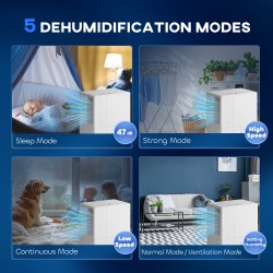 HOMCOM 30L/Day Dehumidifier | Laundry Drying, 40–80m² — White