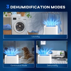 HOMCOM 20L/Déshumidificateur Jour | Commande Tactile, 5L Réservoir — Blanc