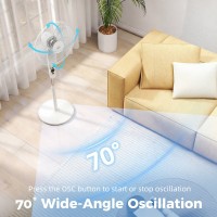 HOMCOM 124cm Pedestal Fan with Sleep Mode, Oscillating Standing Fan with 3 Modes, Remote Control, Adjustable Height, White
