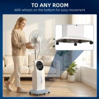 HOMCOM 135cm ventilator met watervernevelaar, luchtbevochtigende ventilator, wit