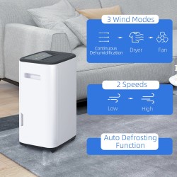 HOMCOM 20L/Day Dehumidifier | 6L Tank, 3 Modes, Timer