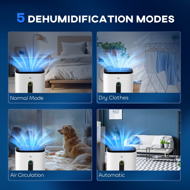 HOMCOM 20L/Day Dehumidifier with Air Purifier | 6.5L Tank