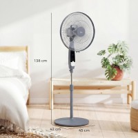 HOMCOM 16Ventilateur sur pied oscillant avec télécommande, gris