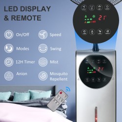 HOMCOM 16 Ventilateur sur pied avec brumisation - Noir