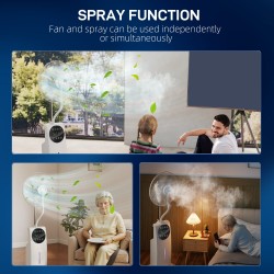 HOMCOM 135cm ventilator met watervernevelaar, luchtbevochtigende ventilator, wit