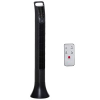 HOMCOM 36'' Fristående tornfläkt, 3 Hastighet 3 Läge, 7.5h Timer, 70 Graders oscillation, LED-panel, 5M Fjärrkontroll, svart
