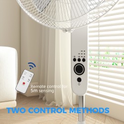 HOMCOM 124cm Pedestal Fan with Sleep Mode, Oscillating Standing Fan with 3 Modes, Remote Control, Adjustable Height, White