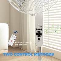HOMCOM 124cm Gulvventilator med Søvntilstand, Oscillerende Stående Ventilator med 3 Tilstande, Fjernbetjening, Justerbar Højde, 