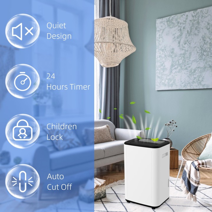HOMCOM 20L/Day Dehumidifier | 6L Tank, 3 Modes, Timer