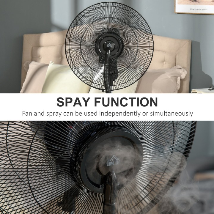 HOMCOM 16 Inch Pedestal Misting Fan - Black