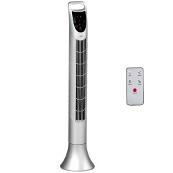 HOMCOM 36'' Freistehender Turmventilator, 3 Geschwindigkeit 3 Modus, 7.5h Timer, 70 Grad Oszillation, LED-Panel, 5M Fernbedienun