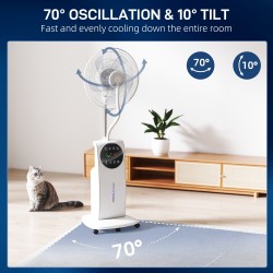 HOMCOM 135cm ventilator met watervernevelaar, luchtbevochtigende ventilator, wit