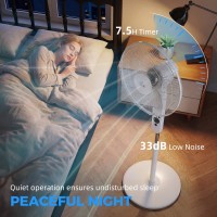 HOMCOM 124cm Pedestal Fan with Sleep Mode, Oscillating Standing Fan with 3 Modes, Remote Control, Adjustable Height, White