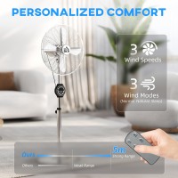 HOMCOM 16" Metall golvfläkt med oscillation, justerbar höjd - silverton