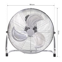 HOMCOM 18" Chrom-Metall-Bodenventilator mit Neigung, hohe Geschwindigkeit, 3 Geschwindigkeit, tragbarer Fitnessstudio-Ventilator