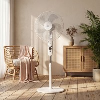 HOMCOM 124cm Pedestal Fan with Sleep Mode, Oscillating Standing Fan with 3 Modes, Remote Control, Adjustable Height, White
