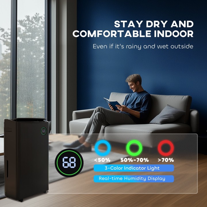 HOMCOM 16L/Day Dehumidifier | Air Purifier, UVC, Ioniser