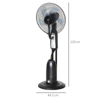HOMCOM 18" Standventilator mit Wassersprühnebel, Luftbefeuchter-Ventilator, Standventilator mit 3 Geschwindigkeiten, 2.8L Wasser