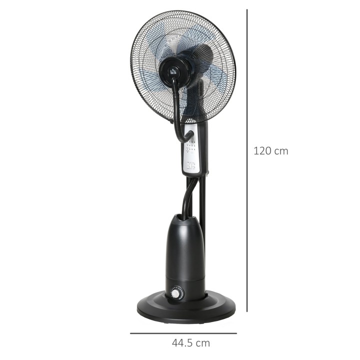 HOMCOM 18" Pedestal Fan with Water Mist Spray, Humidifying Misting Fan, Standing Fan with 3 Speeds, 2.8L Water Tank, Timer and R