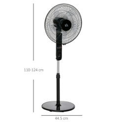 HOMCOM 18" Standventilator, oszillierender Ventilator mit Fernbedienung, Bodenventilator mit verstellbarer Höhe, 3 Geschwindigke