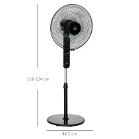 HOMCOM 18" Standventilator, oszillierender Ventilator mit Fernbedienung, Bodenventilator mit verstellbarer Höhe, 3 Geschwindigke