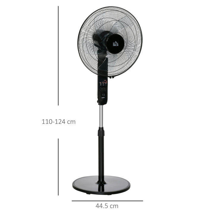 HOMCOM 18" Pedestal Fan, Oscillating Standing Fan with Remote Control, Floor Fan with Adjustable Height, 3 Speed, 7.5-Hour Timer