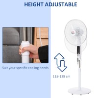 HOMCOM 16 Ventilateur sur pied avec télécommande en pouces