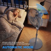 HOMCOM 16in Pedestal Standing Floor Fan, Oscillation Cooling Fan with Remote Control, Grey