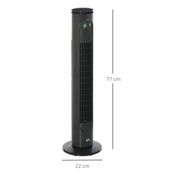 HOMCOM 30'' Freistehender Turmventilator, 3 Geschwindigkeit 3 Modus, 10h Timer, 70 Grad Oszillation, LED-Licht, 5M Fernbedienung
