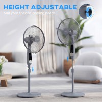 HOMCOM 16Ventilateur sur pied oscillant avec télécommande, gris