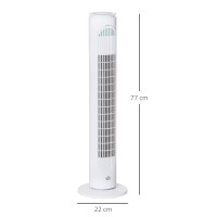 HOMCOM 30'' Ventilateur tour autoportant, 3 Vitesse 3 Mode, 10h Minuterie, 70 Oscillation à degrés, Voyant LED, 5M Télécommande,