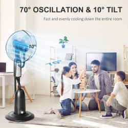 HOMCOM 18" Standventilator mit Wassersprühnebel, Luftbefeuchter-Ventilator, Standventilator mit 3 Geschwindigkeiten, 2.8L Wasser