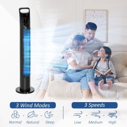 HOMCOM 31 Inch Bladeless Tower Fan - Zwart