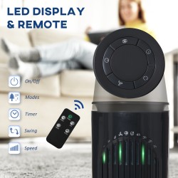 HOMCOM 30'' Freistehender Turmventilator, 3 Geschwindigkeit 3 Modus, 10h Timer, 70 Grad Oszillation, LED-Licht, 5M Fernbedienung