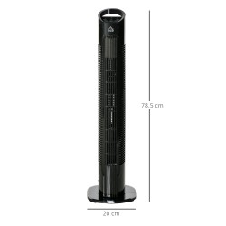 HOMCOM 31" Freestanding Tower Fan, 3 Speed 3 Mode, 7.5H Timer, Oscillating, LED Panel, Remote Control, 31 Inch Standing Fan, Bla