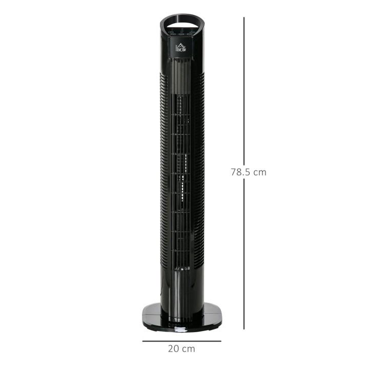 HOMCOM 31" Freestanding Tower Fan, 3 Speed 3 Mode, 7.5H Timer, Oscillating, LED Panel, Remote Control, 31 Inch Standing Fan, Bla