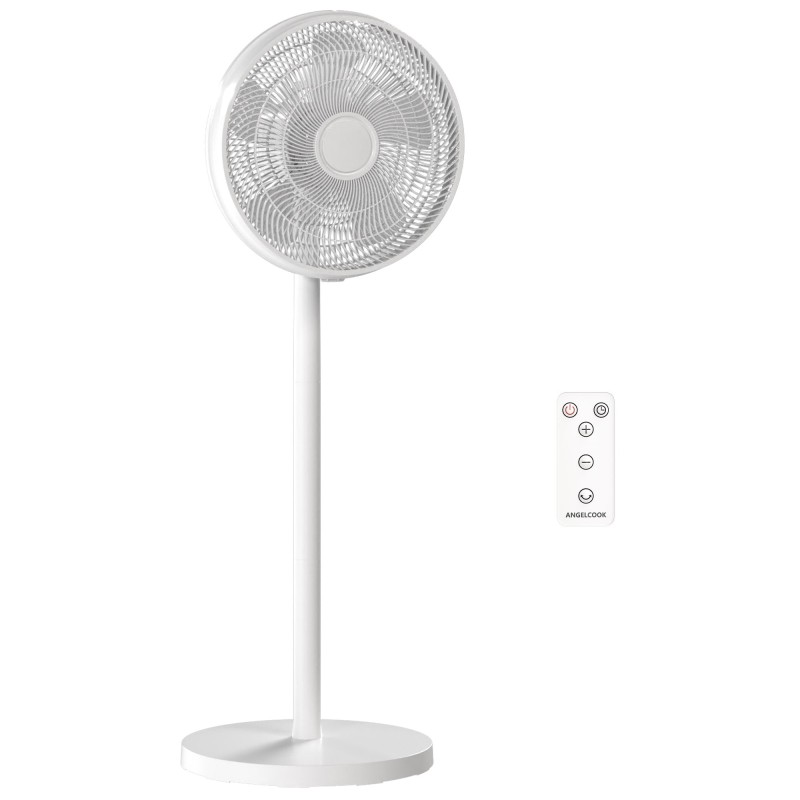 HOMCOM 40 cm Ventilateur sur pied, Ventilateur de sol rafraîchissant avec 80° Oscillation, Inclinaison et Hauteur réglables, 4 V