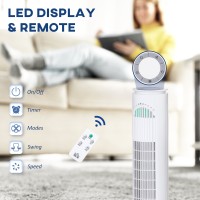 HOMCOM 30'' Ventilateur tour autoportant, 3 Vitesse 3 Mode, 10h Minuterie, 70 Oscillation à degrés, Voyant LED, 5M Télécommande,