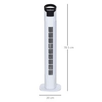 HOMCOM 31" Vrijstaande torenventilator, 3 Snelheid 3 Stand, 7.5H Timer, Oscillatie, LED-paneel, Afstandsbediening, 31 Inch staan