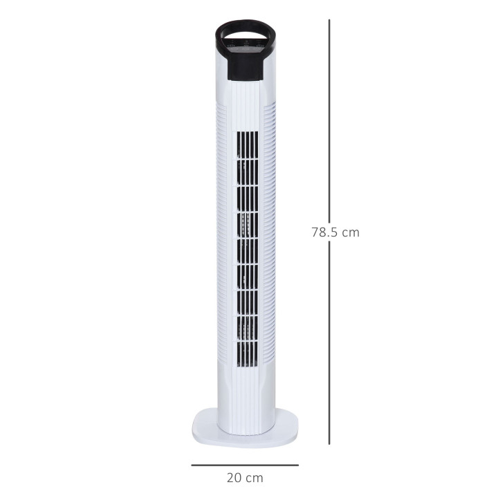 HOMCOM 31" Freestanding Tower Fan, 3 Speed 3 Mode, 7.5H Timer, Oscillating, LED Panel, Remote Control, 31 Inch Standing Fan, Whi